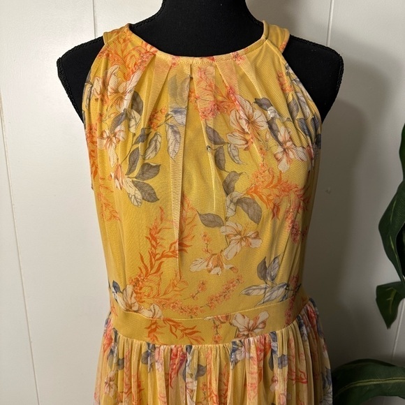 Candalite Yellow Floral Long Dress, Size Medium - Picture 3 of 16